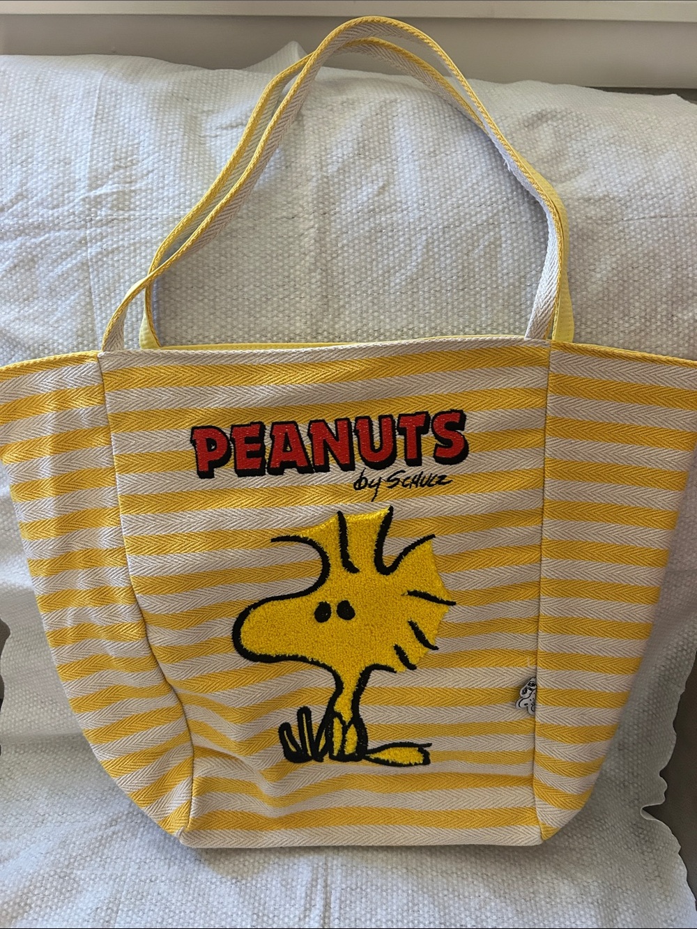 Peanuts Yellow and White Striped Woodstock Tote